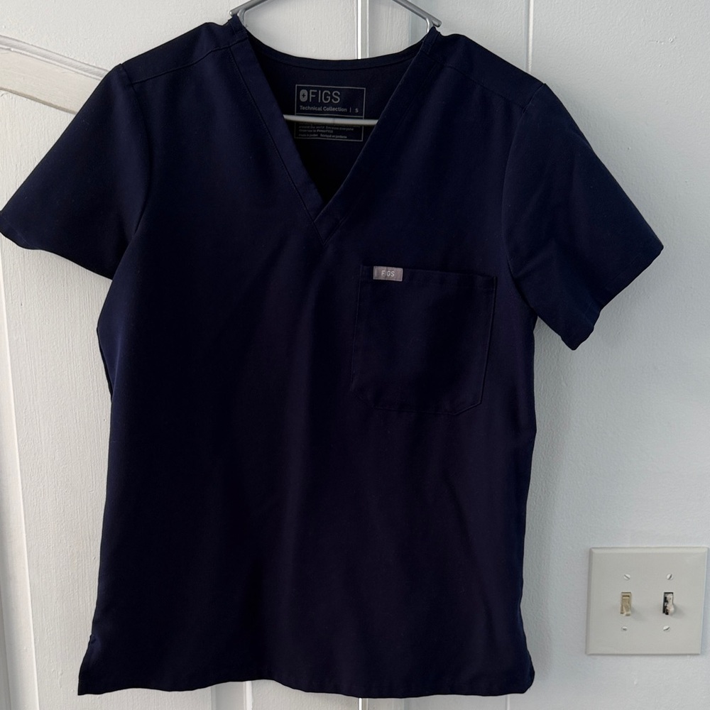 Figs Navy V-Neck Scrub Top